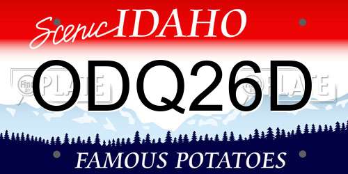 ODQ26D Idaho License Plate