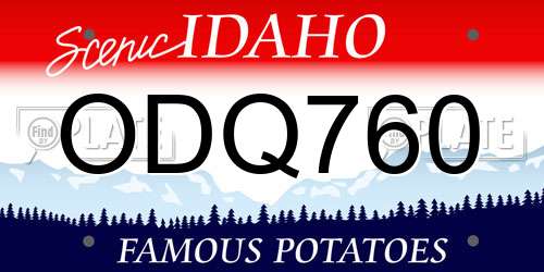 ODQ760 Idaho License Plate