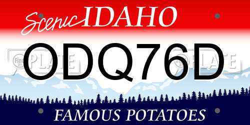 ODQ76D Idaho License Plate