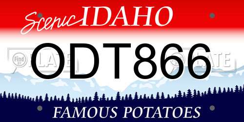 ODT866 Idaho License Plate