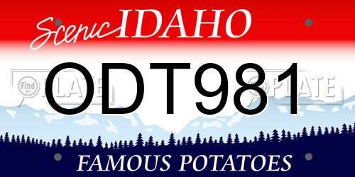 ODT981 Idaho License Plate