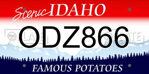 ODZ866 Idaho License Plate