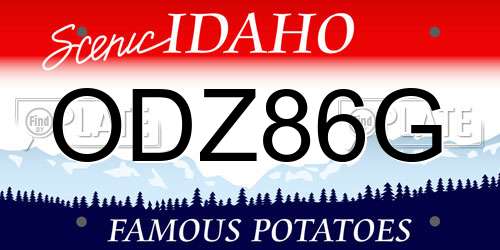 ODZ86G Idaho License Plate
