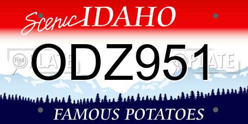 ODZ951 Idaho License Plate