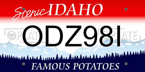 ODZ98I Idaho License Plate