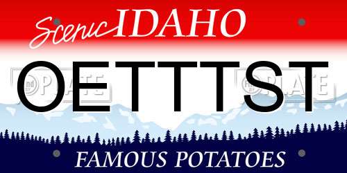 OETTTST Idaho License Plate