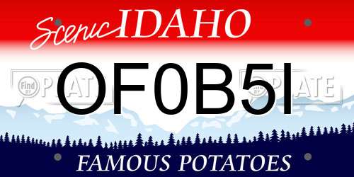 OF0B5I Idaho License Plate