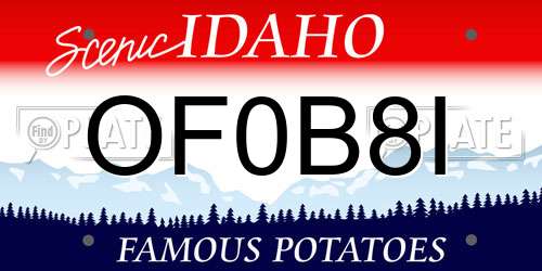 OF0B8I Idaho License Plate