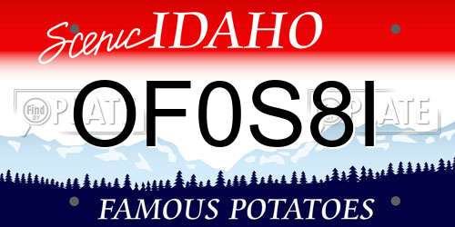 OF0S8I Idaho License Plate