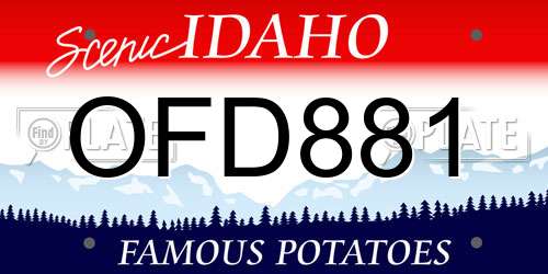OFD881 Idaho License Plate