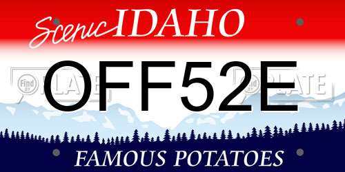 OFF52E Idaho License Plate