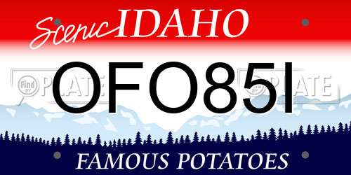 OFO85I Idaho License Plate