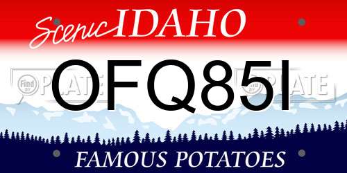 OFQ85I Idaho License Plate