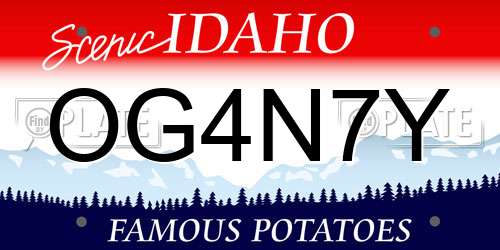 OG4N7Y Idaho License Plate