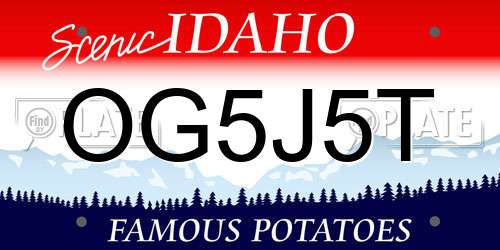 OG5J5T Idaho License Plate