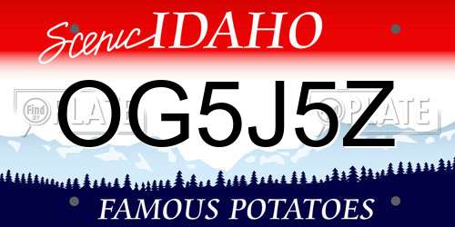 OG5J5Z Idaho License Plate