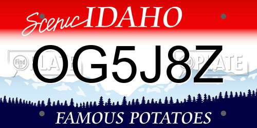 OG5J8Z Idaho License Plate