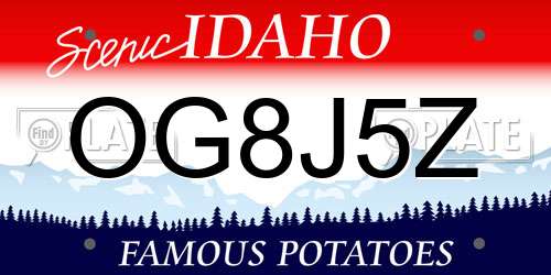 OG8J5Z Idaho License Plate