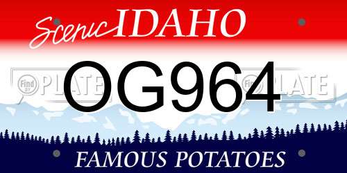 OG964 Idaho License Plate