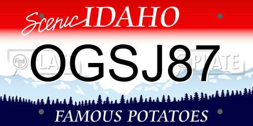 OGSJ87 Idaho License Plate