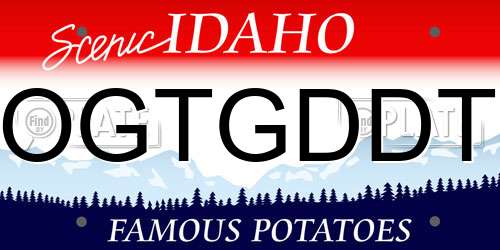 OGTGDDT Idaho License Plate