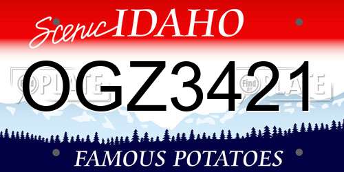 OGZ3421 Idaho License Plate