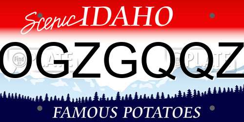 OGZGQQZ Idaho License Plate