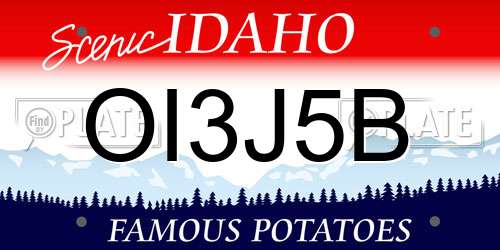 OI3J5B Idaho License Plate