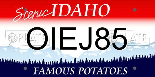 OIEJ85 Idaho License Plate