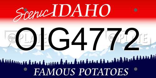 OIG4772 Idaho License Plate