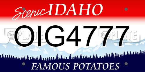 OIG4777 Idaho License Plate
