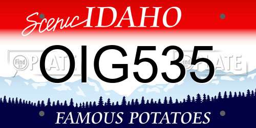 OIG535 Idaho License Plate