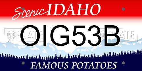OIG53B Idaho License Plate
