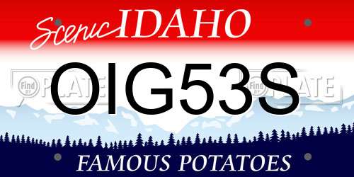 OIG53S Idaho License Plate
