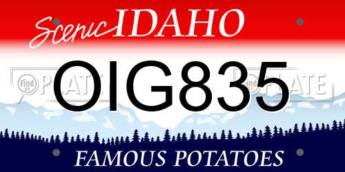 OIG835 Idaho License Plate