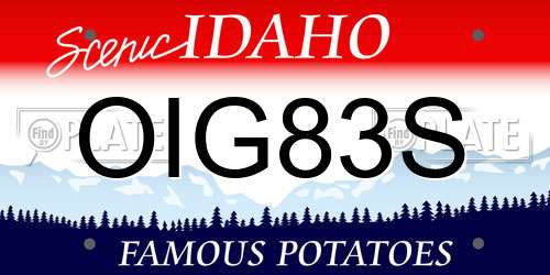 OIG83S Idaho License Plate