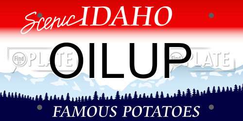 OILUP Idaho License Plate