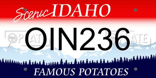 OIN236 Idaho License Plate