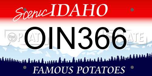 OIN366 Idaho License Plate