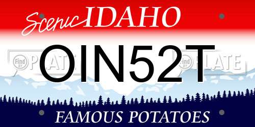 OIN52T Idaho License Plate
