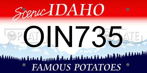 OIN735 Idaho License Plate