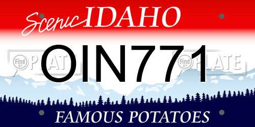 OIN771 Idaho License Plate