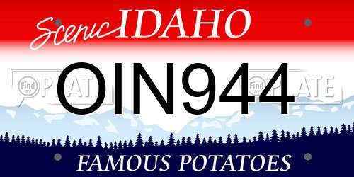 OIN944 Idaho License Plate