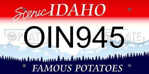 OIN945 Idaho License Plate