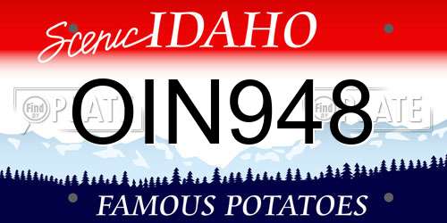 OIN948 Idaho License Plate