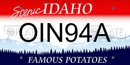 OIN94A Idaho License Plate