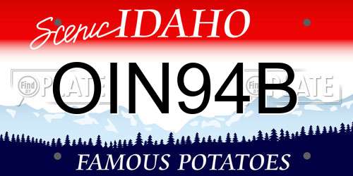 OIN94B Idaho License Plate