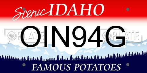 OIN94G Idaho License Plate