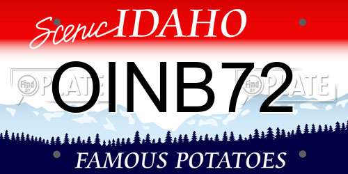 OINB72 Idaho License Plate