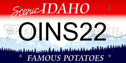 OINS22 Idaho License Plate